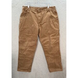 Lakin McKey‎ Pants Mens 38x30 Brown Canvas Flannel Lined Double Knee Workwear *